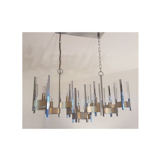 Lampe suspendue vintage en acier par Gaetano Sciolari pour Sciolari Roma