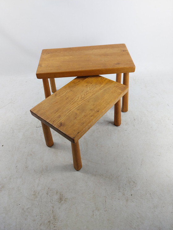 Image 1 of 1 X 2 Pièces Brutalist Mimi Set In Light Oak 1970's