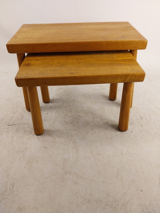 Image 1 of 1 X 2 Pièces Brutalist Mimi Set In Light Oak 1970's