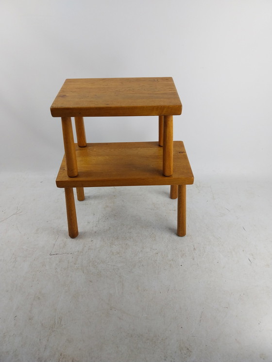 Image 1 of 1 X 2 Pièces Brutalist Mimi Set In Light Oak 1970's