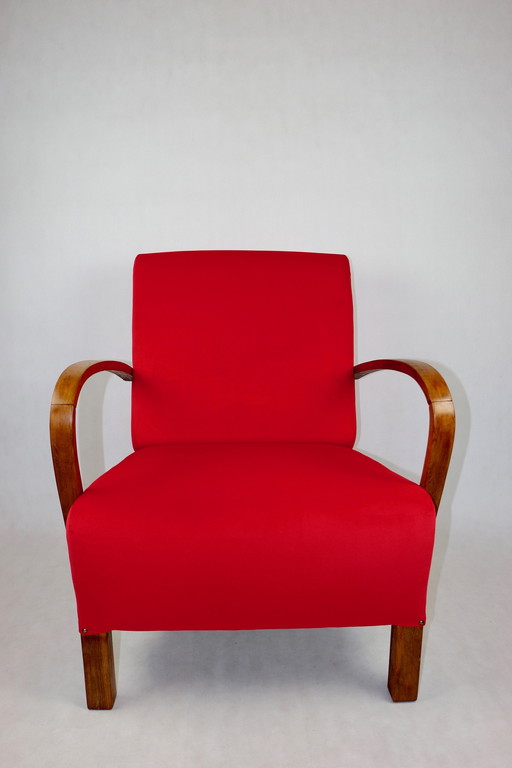 Fauteuil Art Déco en velours rouge, 1960S