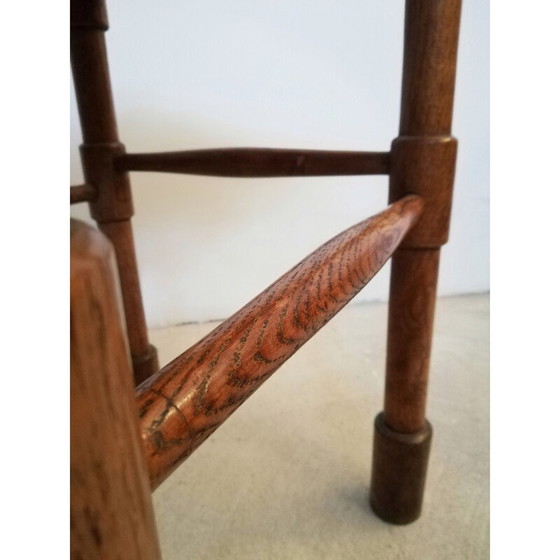 Image 1 of Tabouret rustique vintage en bois et paille par Abruzzo, Italie
