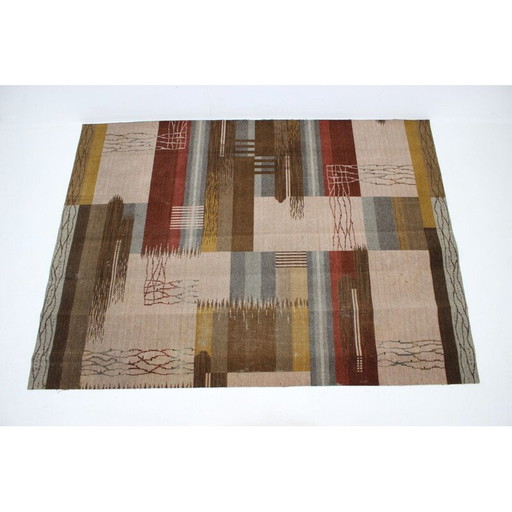 Tapis géométrique vintage, Tchécoslovaquie 1930