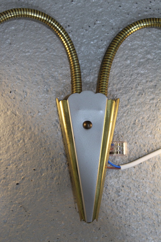 Image 1 of Lampe murale pliable vintage - années 1950, laiton, verre