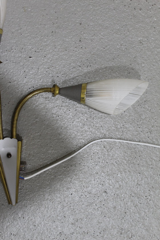 Image 1 of Lampe murale pliable vintage - années 1950, laiton, verre