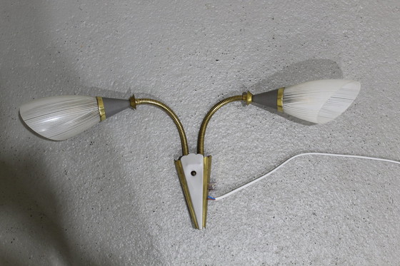 Image 1 of Lampe murale pliable vintage - années 1950, laiton, verre