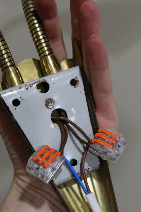 Image 1 of Lampe murale pliable vintage - années 1950, laiton, verre