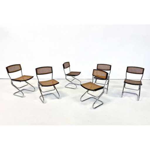 Ensemble de 6 chaises cannées italiennes du Mid Century, années 1960
