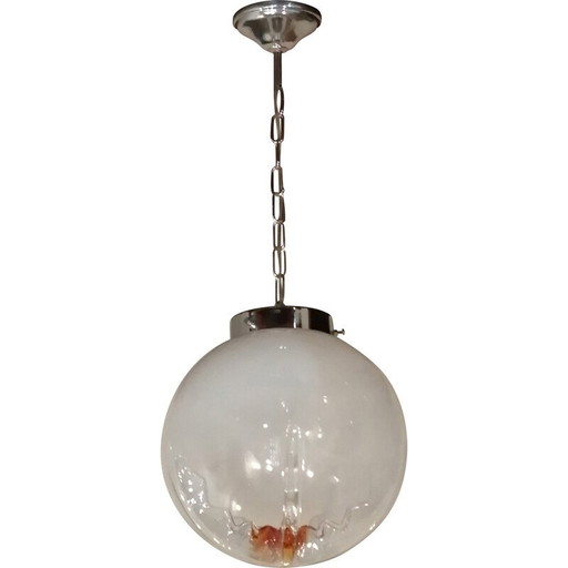 Suspension vintage ''Mazzega sphere'' en verre de Murano, 1970