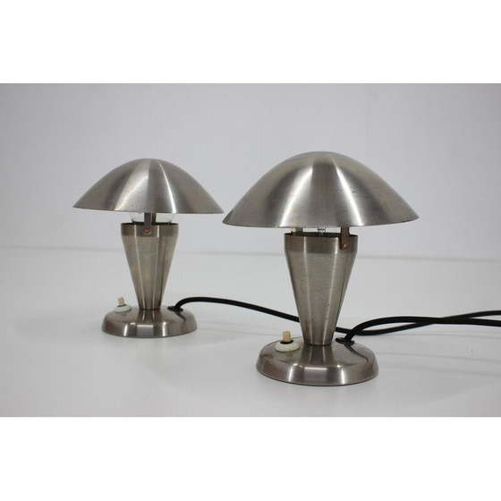Image 1 of Paire de lampes chromées Bauhaus, Tchécoslovaquie 1930
