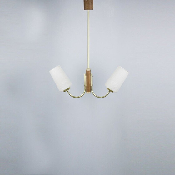 Image 1 of Lampe suspendue à 2 bras en laiton, 1940