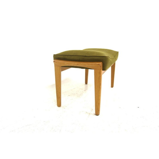 Image 1 of Repose-pieds vintage scandinave en bois de chêne et tissu pour Bröderna Andersson, Suède 1960