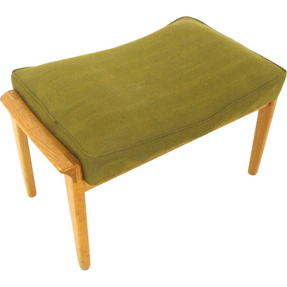 Image 1 of Repose-pieds vintage scandinave en bois de chêne et tissu pour Bröderna Andersson, Suède 1960