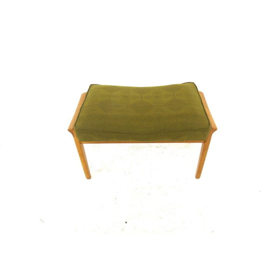 Image 1 of Repose-pieds vintage scandinave en bois de chêne et tissu pour Bröderna Andersson, Suède 1960