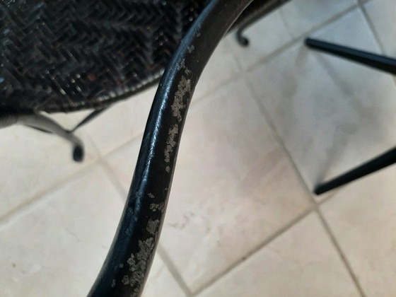 Image 1 of 6x Chaises en acier vintage avec cuir tressé