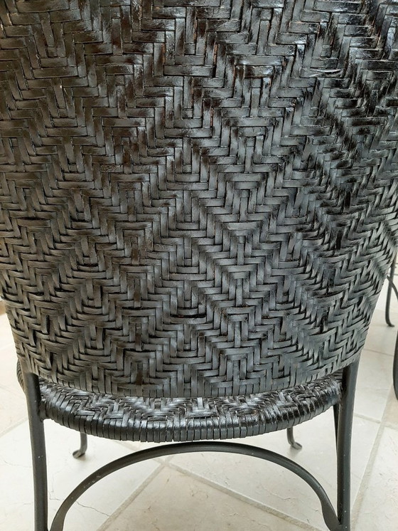 Image 1 of 6x Chaises en acier vintage avec cuir tressé