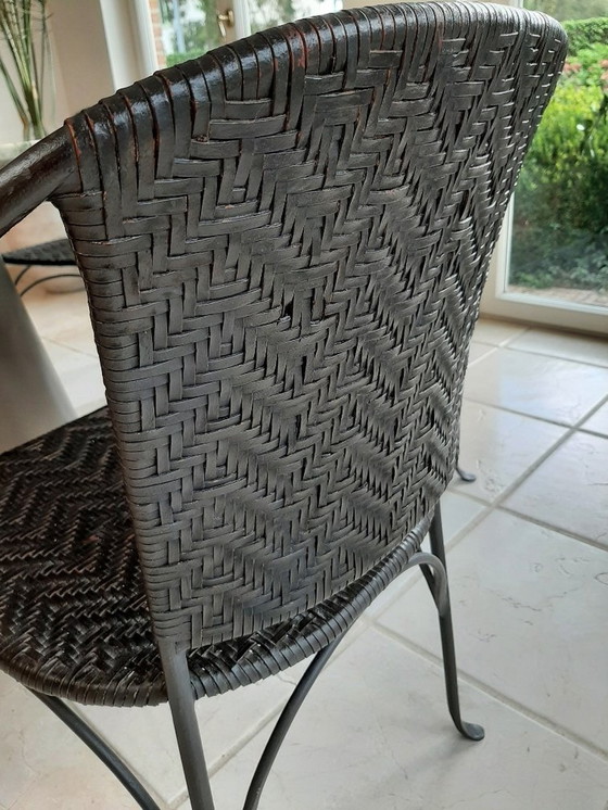 Image 1 of 6x Chaises en acier vintage avec cuir tressé