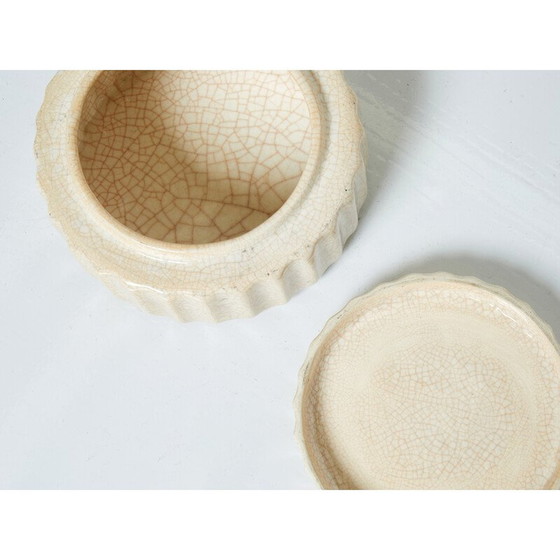 Image 1 of Boîte ronde Vintage Art Déco en céramique émaillée, 1930