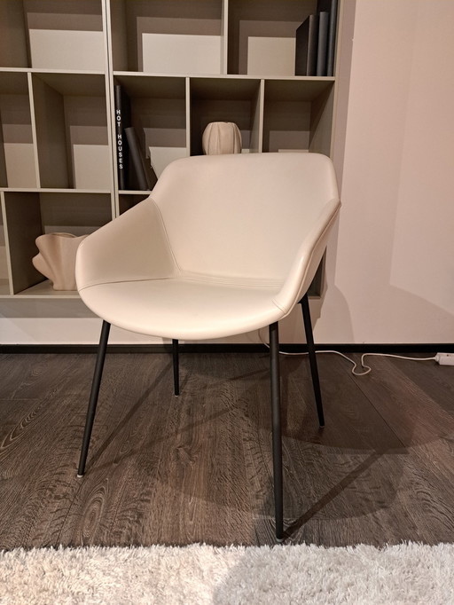 Chaise de salle à manger Vienna. Cuir Salto gris clair 0967