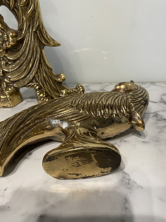 Image 1 of Vintage Hollywood Regency, Paons en laiton