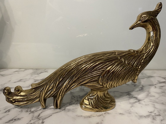 Image 1 of Vintage Hollywood Regency, Paons en laiton