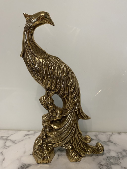 Vintage Hollywood Regency, Paons en laiton