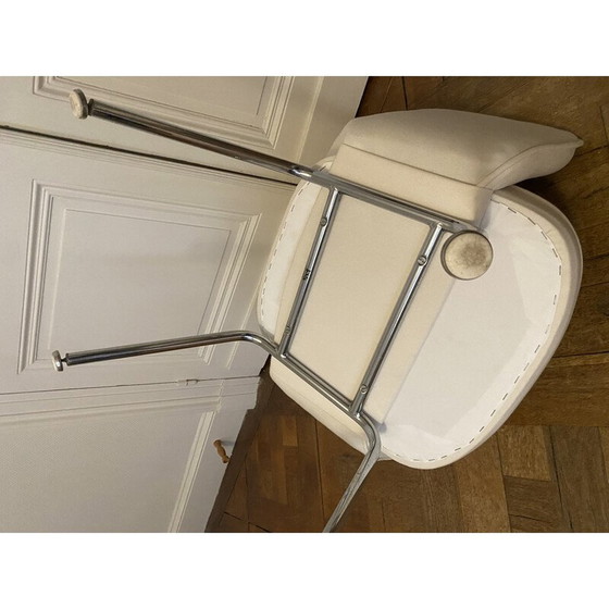 Image 1 of Chaise de conférence vintage en chrome et tissu blanc par Eero Saarinen pour Knoll international