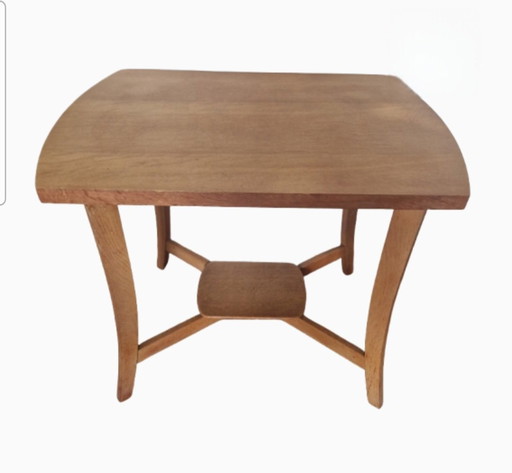 Table d'appoint en chêne du Mid Century avec plateau et pieds incurvés