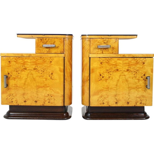 Paire de tables de nuit vintage par Jindřich Halabala pour Up závody, Tchécoslovaquie années 1950