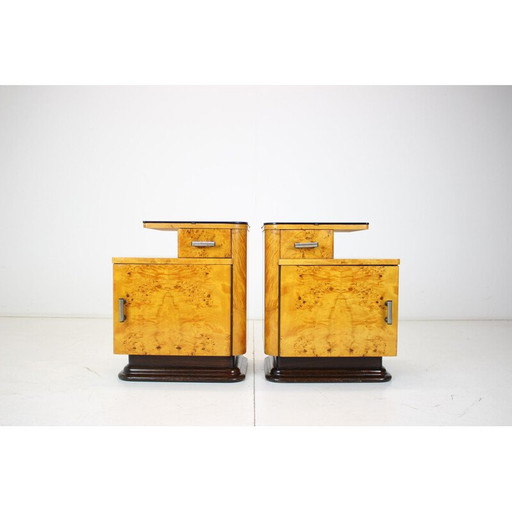 Paire de tables de nuit vintage par Jindřich Halabala pour Up závody, Tchécoslovaquie années 1950