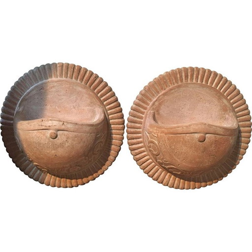 Paire d'appliques vintage en terre cuite
