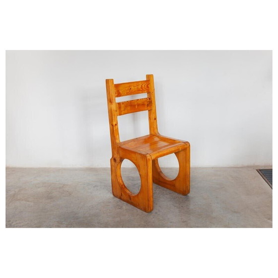 Image 1 of Chaises vintage brutalistes en pin massif, années 1960