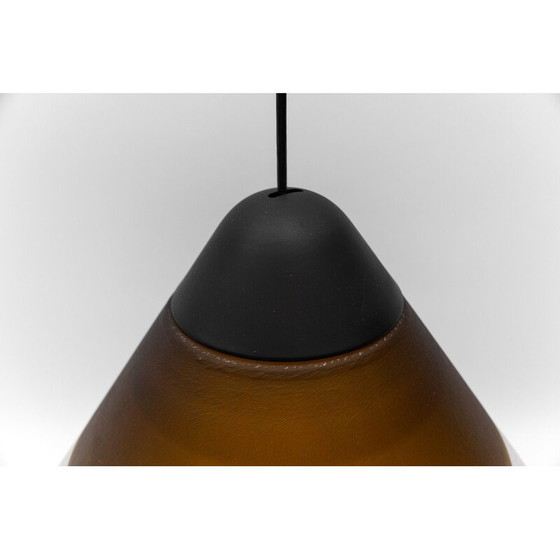 Image 1 of Plafonnier vintage en verre brun en forme de cône par Peill et Putzler, 1960