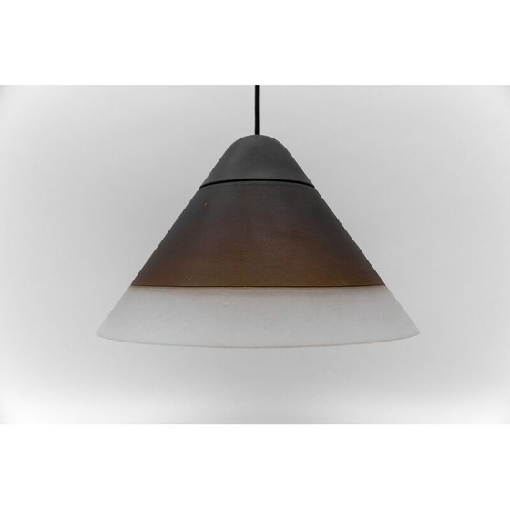 Image 1 of Plafonnier vintage en verre brun en forme de cône par Peill et Putzler, 1960