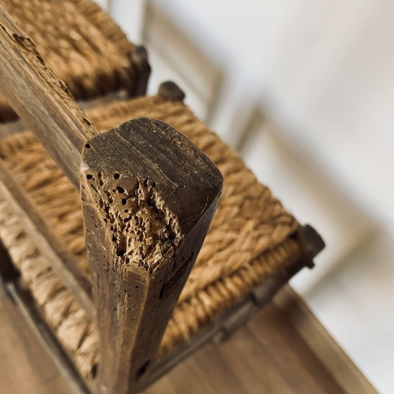 Image 1 of Ensemble de 6 chaises en paille vintage