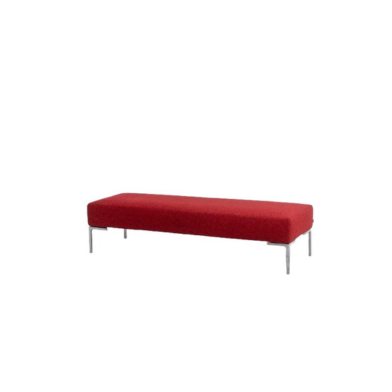 Image 1 of Banc rectangulaire vintage en métal chromé et tissu rouge par Antonio Citterio pour B et B, 1990