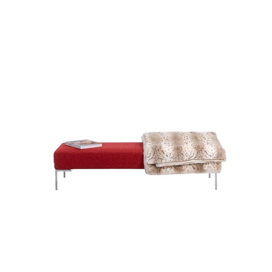 Image 1 of Banc rectangulaire vintage en métal chromé et tissu rouge par Antonio Citterio pour B et B, 1990