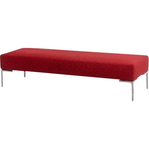 Banc rectangulaire vintage en métal chromé et tissu rouge par Antonio Citterio pour B et B, 1990