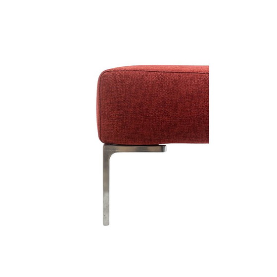 Image 1 of Banc rectangulaire vintage en métal chromé et tissu rouge par Antonio Citterio pour B et B, 1990