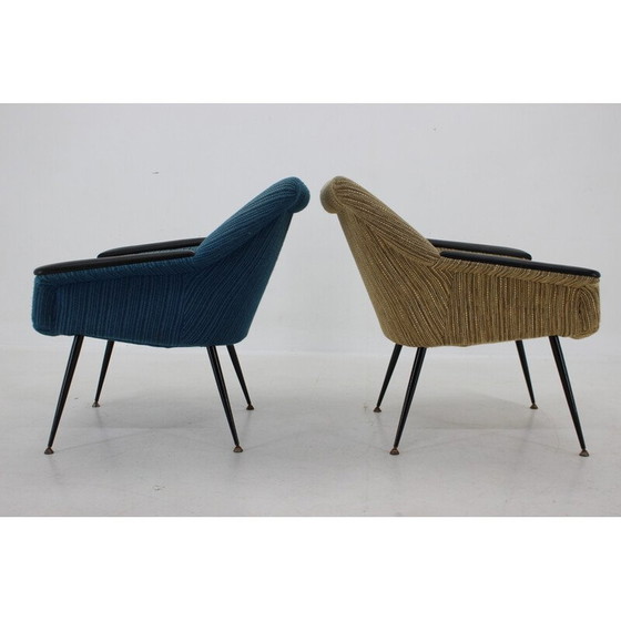 Image 1 of Paire de fauteuils vintage bleus et beiges, Italie années 1960