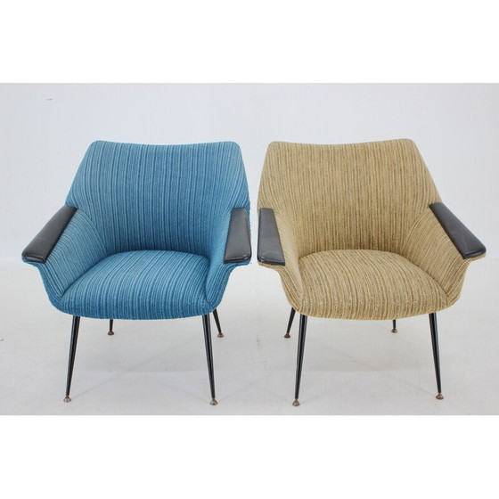 Image 1 of Paire de fauteuils vintage bleus et beiges, Italie années 1960