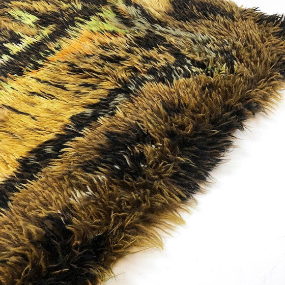 Image 1 of Tapis vintage scandinave pop art en laine et coton 1960