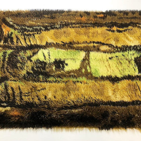 Image 1 of Tapis vintage scandinave pop art en laine et coton 1960