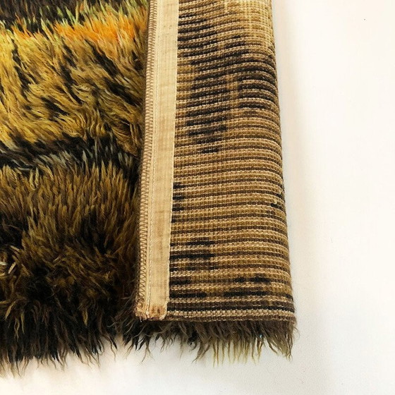 Image 1 of Tapis vintage scandinave pop art en laine et coton 1960