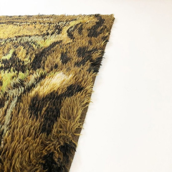 Image 1 of Tapis vintage scandinave pop art en laine et coton 1960