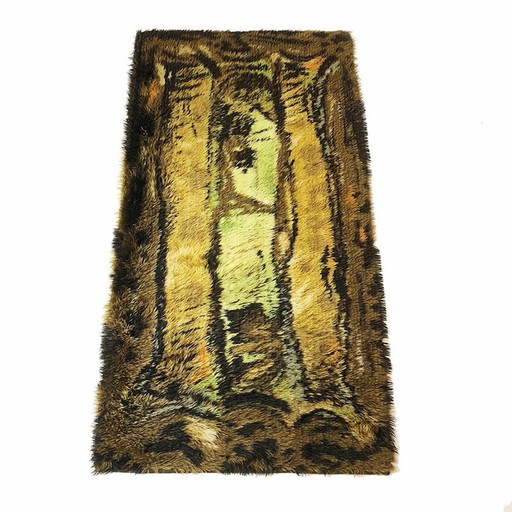 Tapis vintage scandinave pop art en laine et coton 1960