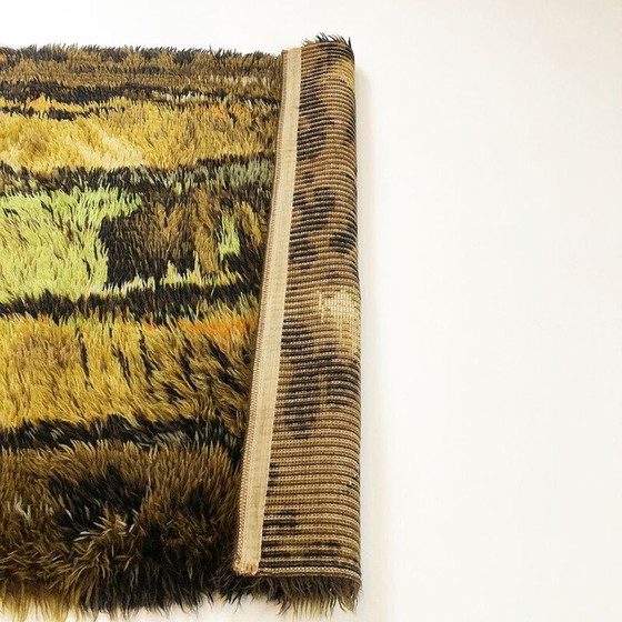 Image 1 of Tapis vintage scandinave pop art en laine et coton 1960