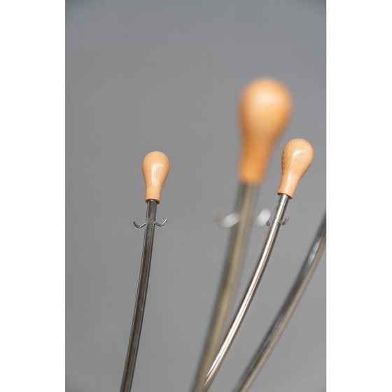 Image 1 of Porte-manteau vintage en fer et bois pour Zanotta, Italie 1970