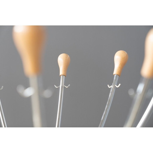 Porte-manteau vintage en fer et bois pour Zanotta, Italie 1970