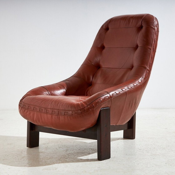 Image 1 of Chaise longue vintage en cuir brésilien par Jean Gillon pour Probel, 1960